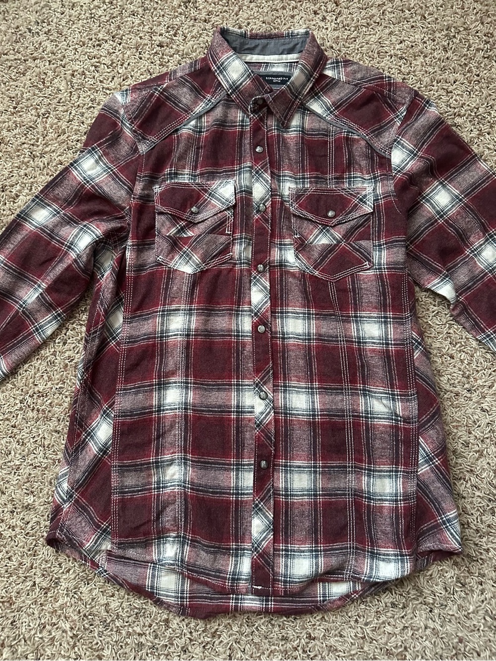 BKE Red & White Plaid Button-Up Flannel Shirt